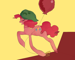 Size: 1000x800 | Tagged: safe, artist:pongtang, pinkie pie, g4, balloon, creeper, female, hat, minecraft, pixiv, solo