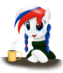 Size: 3000x3500 | Tagged: safe, artist:mrscroup, oc, oc only, oc:marussia, coffee, cute, nation ponies, portrait, russia, solo