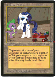 Size: 440x600 | Tagged: safe, artist:lyricaray, rarity, spike, g4, land card, magic the gathering