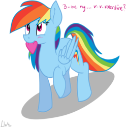 Size: 4000x4000 | Tagged: safe, artist:lisa400, rainbow dash, pegasus, pony, g4, blushing, cute, dashabetes, female, looking up, mare, mouth hold, nervous, raised hoof, shy, simple background, smiling, solo, transparent background, valentine