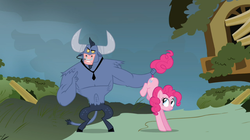 Size: 1054x592 | Tagged: safe, screencap, iron will, pinkie pie, g4, putting your hoof down, out of context