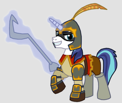 Size: 684x576 | Tagged: safe, artist:death-driver-5000, shining armor, g4, cosplay, magic, male, sir galleth cooper, sly cooper, solo