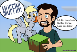 Size: 1024x694 | Tagged: safe, derpy hooves, human, g4, german, gronkh, minecraft