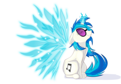 Size: 2498x1733 | Tagged: safe, artist:ostichristian, dj pon-3, vinyl scratch, pony, unicorn, g4, artificial wings, augmented, female, magic, magic wings, solo, wings