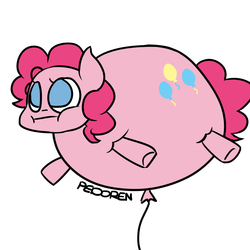 Size: 1024x1024 | Tagged: dead source, safe, artist:pedoren, pinkie pie, balloon pony, object pony, pony, g4, balloon, balloonie pie, female, ponified, simple background, solo, spherical inflation