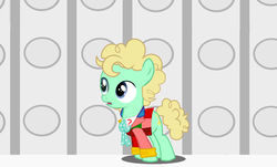 Size: 910x548 | Tagged: safe, artist:fedora, doctor whooves, time turner, earth pony, pony, g4, clothes, colt, cravat, doctor who, frock coat, male, ponified, shirt, sixth doctor, solo, tardis, the doctor