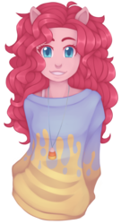 Size: 1024x1896 | Tagged: safe, artist:ringabutt, pinkie pie, human, g4, candy, candy corn, colored pupils, cute, diapinkes, eared humanization, female, food, humanized, looking at you, pony coloring, simple background, solo, transparent background