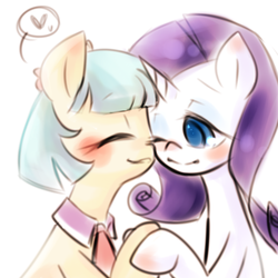 Size: 800x800 | Tagged: safe, artist:lessue, coco pommel, rarity, g4, female, heart, lesbian, ship:marshmallow coco, shipping