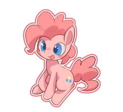 Size: 1470x1332 | Tagged: safe, artist:apricolor, pinkie pie, earth pony, pony, g4, blushing, cute, diapinkes, female, mare, open mouth, outline, pixiv, simple background, sitting, solo, transparent background