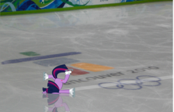 Size: 772x501 | Tagged: safe, twilight sparkle, pony, unicorn, g4, faceplant, fail, figure skating, ice skating, irl, olympic games, olympic winter games, olympics, photo, ponies in real life, skating, unicorn twilight, vancouver 2010, winter olympic games, winter olympics