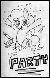 Size: 494x770 | Tagged: safe, artist:rdk, pinkie pie, g4, art trade, female, monochrome, solo, traditional art