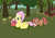 Size: 1134x793 | Tagged: safe, artist:brookedaninja, fluttershy, oc, g4, floppy ears, flower, offspring, parent:big macintosh, parent:fluttershy, parents:fluttermac, prone, smiling, tail bite, tree