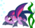 Size: 860x681 | Tagged: safe, artist:skrysal, twilight sparkle, fish, g4, blushing, bubble, female, fishified, looking at you, prone, seaweed, simple background, smiling, solo, species swap, transparent background, underwater