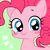 Size: 405x405 | Tagged: dead source, safe, artist:momo, pinkie pie, earth pony, pony, g4, avatar, blush sticker, blushing, cute, diapinkes, female, green background, icon, looking at you, simple background, solo