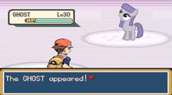 Size: 636x354 | Tagged: safe, maud pie, earth pony, ghost, human, pony, g4, pinkie pride, meme, pokémon, red (pokémon), the ghost of obsidian pie