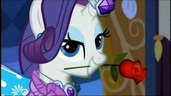 Size: 1366x768 | Tagged: safe, screencap, rarity, pony, g4, simple ways, female, rose, solo