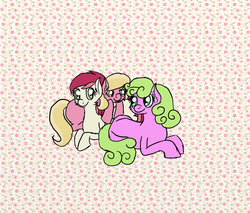 Size: 991x844 | Tagged: safe, artist:honeybadgerbee, daisy, flower wishes, lily, lily valley, roseluck, g4, female, flower trio, trio, trio female