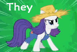 Size: 381x258 | Tagged: safe, edit, edited screencap, screencap, rarity, g4, simple ways, animated, caption, female, image macro, insanity, meme, rarihick, solo, south park, tail, tail hole, they took our jobs