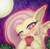 Size: 583x572 | Tagged: safe, artist:bakacreationz, fluttershy, bats!, g4, apple, fangs, female, flutterbat, heart, night, solo, that pony sure does love apples