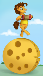 Size: 919x1625 | Tagged: safe, artist:mn27, cheese sandwich, pony, g4, pinkie pride, season 4, accordion, bipedal, cheese, cheese wheel, male, musical instrument, solo