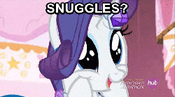 Size: 536x297 | Tagged: safe, edit, screencap, rarity, pony, unicorn, g4, simple ways, animated, cute, female, gif, horn, horn ring, hub logo, image macro, imma snuggle you, mare, open mouth, question, raribetes, smiling, solo, squishy cheeks, weapons-grade cute, wide eyes