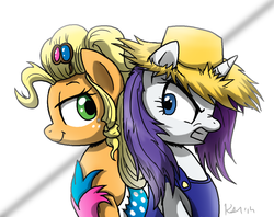 Size: 1665x1317 | Tagged: safe, artist:dawnmistpony, applejack, rarity, g4, simple ways, alternate hairstyle, applejewel, rarihick