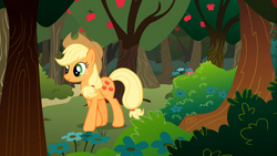 Size: 1366x768 | Tagged: safe, screencap, applejack, pony, g4, the show stoppers, female, solo