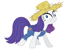 Size: 8032x6000 | Tagged: safe, artist:masem, rarity, pony, g4, simple ways, .svg available, absurd resolution, farmfilly, female, hat, overalls, rarihick, simple background, solo, straw hat, tail, tail hole, transparent background, vector