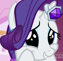 Size: 386x372 | Tagged: safe, screencap, rarity, pony, unicorn, g4, simple ways, cute, female, horn, horn ring, mare, raised hoof, raribetes, smiling, solo, wide eyes
