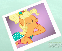 Size: 457x378 | Tagged: safe, screencap, applejack, earth pony, pony, g4, simple ways, applejack also dresses in style, applejack is best facemaker, applejewel, fancyjack, female, polaroid, solo