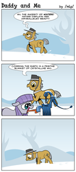 Size: 524x1180 | Tagged: safe, artist:catfood-mcfly, igneous rock pie, maud pie, earth pony, pony, comic:daddy and me, g4, /mlp/, comic, faucet, female, filly, floppy ears, foal, frown, male, open mouth, sad, smiling, stallion, stuck, tongue out, tongue stuck to pole, walking