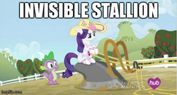 Size: 480x259 | Tagged: safe, screencap, rarity, spike, g4, simple ways, image macro, invisible stallion, literal, meme, parody, plow, pun, rhinestone rarihick, visual pun