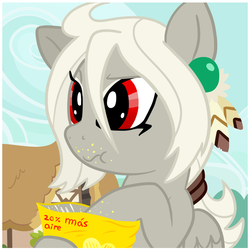 Size: 1000x1000 | Tagged: safe, artist:fuutachimaru, oc, oc only, pegasus, pony, potato chips, solo, spanish