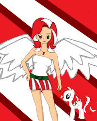Size: 800x1000 | Tagged: safe, artist:1231redflame, oc, oc only, oc:peppermint pattie, human, clothes, humanized, light skin, shorts, solo, winged humanization