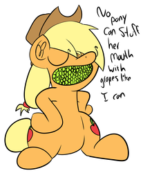 Size: 3472x4200 | Tagged: safe, artist:le wiggly pony man, artist:olympic tea bagger, applejack, g4, eyes closed, female, food, grapes, simple background, sitting, solo