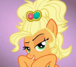 Size: 559x488 | Tagged: safe, screencap, applejack, earth pony, pony, g4, simple ways, applejack is best facemaker, applejewel, dreamworks face, fancyjack, female, solo