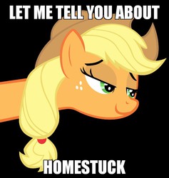 Size: 640x675 | Tagged: safe, applejack, g4, female, homestuck, image macro, meme, solo