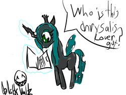 Size: 800x600 | Tagged: safe, artist:blakkwaltz, queen chrysalis, g4, comic, computer, laptop computer, one-panel comic