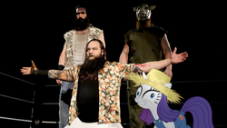 Size: 1284x722 | Tagged: safe, rarity, human, g4, simple ways, bray wyatt, erick rowan, irl, irl human, luke harper, photo, wrestling, wwe, wyatt family