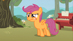 Size: 1366x768 | Tagged: safe, screencap, scootaloo, g4, the show stoppers, female, solo