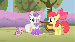 Size: 1366x768 | Tagged: safe, screencap, apple bloom, sweetie belle, g4, the show stoppers