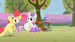 Size: 1366x768 | Tagged: safe, screencap, apple bloom, sweetie belle, g4, the show stoppers