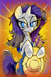 Size: 629x944 | Tagged: safe, artist:kaliptro, rarity, pony, g4, simple ways, bedroom eyes, bipedal, dirty, female, hat, looking at you, messy mane, rarihick, solo, tail, tail hole