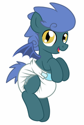 Size: 1000x1500 | Tagged: safe, artist:fillyscoots42, oc, oc only, oc:moonshot, bat pony, pony, cute, diaper, non-baby in diaper, poofy diaper, solo