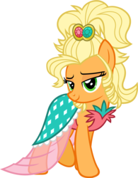 Size: 1495x1918 | Tagged: safe, artist:zacatron94, applejack, pony, g4, simple ways, applejewel, clothes, dress, female, simple background, solo, transparent background, vector