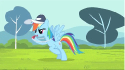 Size: 520x292 | Tagged: safe, screencap, rainbow dash, flight to the finish, g4, animated, blowing, coach, female, hat, high quality, rainblow dash, rainbow dashs coaching whistle, solo, spit, spitting, whistle, whistle necklace