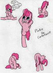 Size: 1000x1372 | Tagged: safe, artist:wandertones, pinkie pie, earth pony, pony, g4, backbend, contortion, contortionist, flexible, frontbend, needle stretch, solo, traditional art