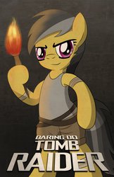 Size: 719x1112 | Tagged: safe, artist:drawponies, daring do, g4, crossover, female, lara croft, poster, solo, tomb raider