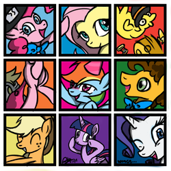 Size: 1300x1300 | Tagged: safe, artist:mrasianhappydude, applejack, boneless, cheese sandwich, fluttershy, pinkie pie, rainbow dash, rarity, twilight sparkle, alicorn, pony, g4, female, mane six, mare, twilight sparkle (alicorn)