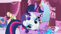 Size: 1280x720 | Tagged: safe, screencap, rarity, twilight sparkle, alicorn, pony, g4, my little pony: friendship is magic, simple ways, lidded eyes, out of context, twilight sparkle (alicorn)